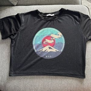 Dark grey graphic crop top
